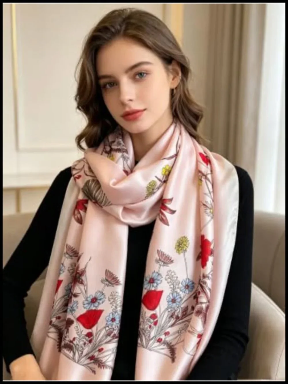 70x35in Mulberry Silk Fashion Scarf Lightweight Shawl Wrap Long